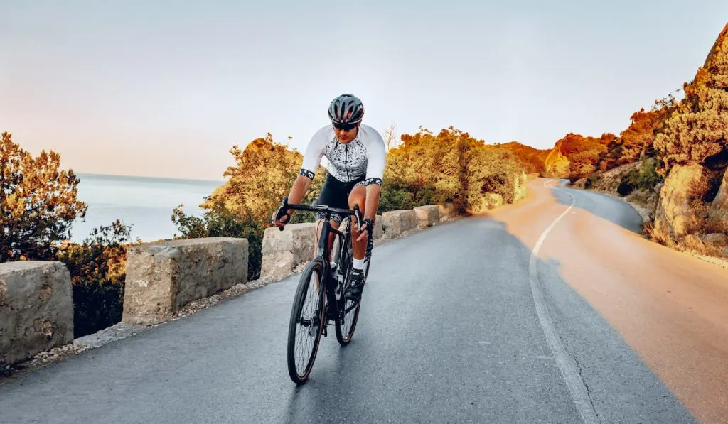 biking on road with a road bike