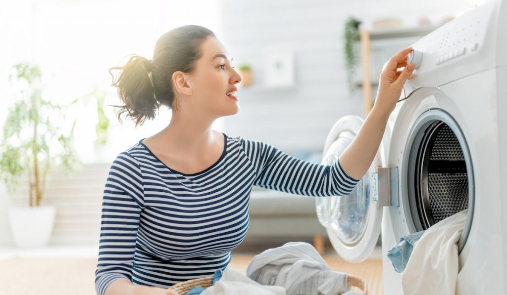 woman doing laundry