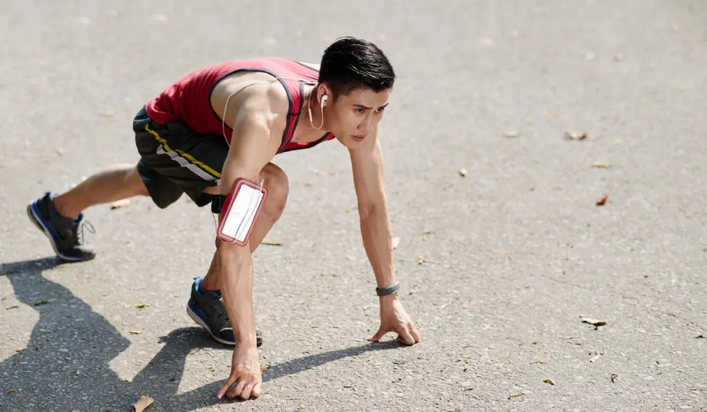 triathlete preparing ready to start running